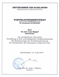 Fortbildungszertifikat L. Happel